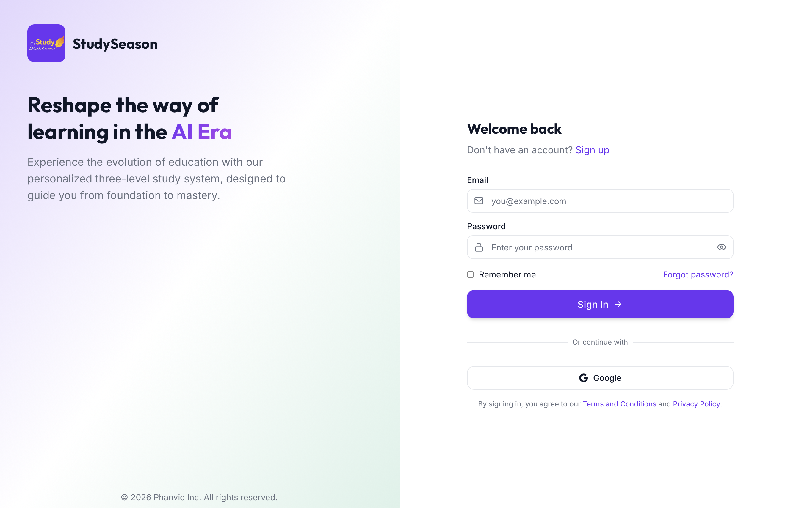 StudySeason Interface