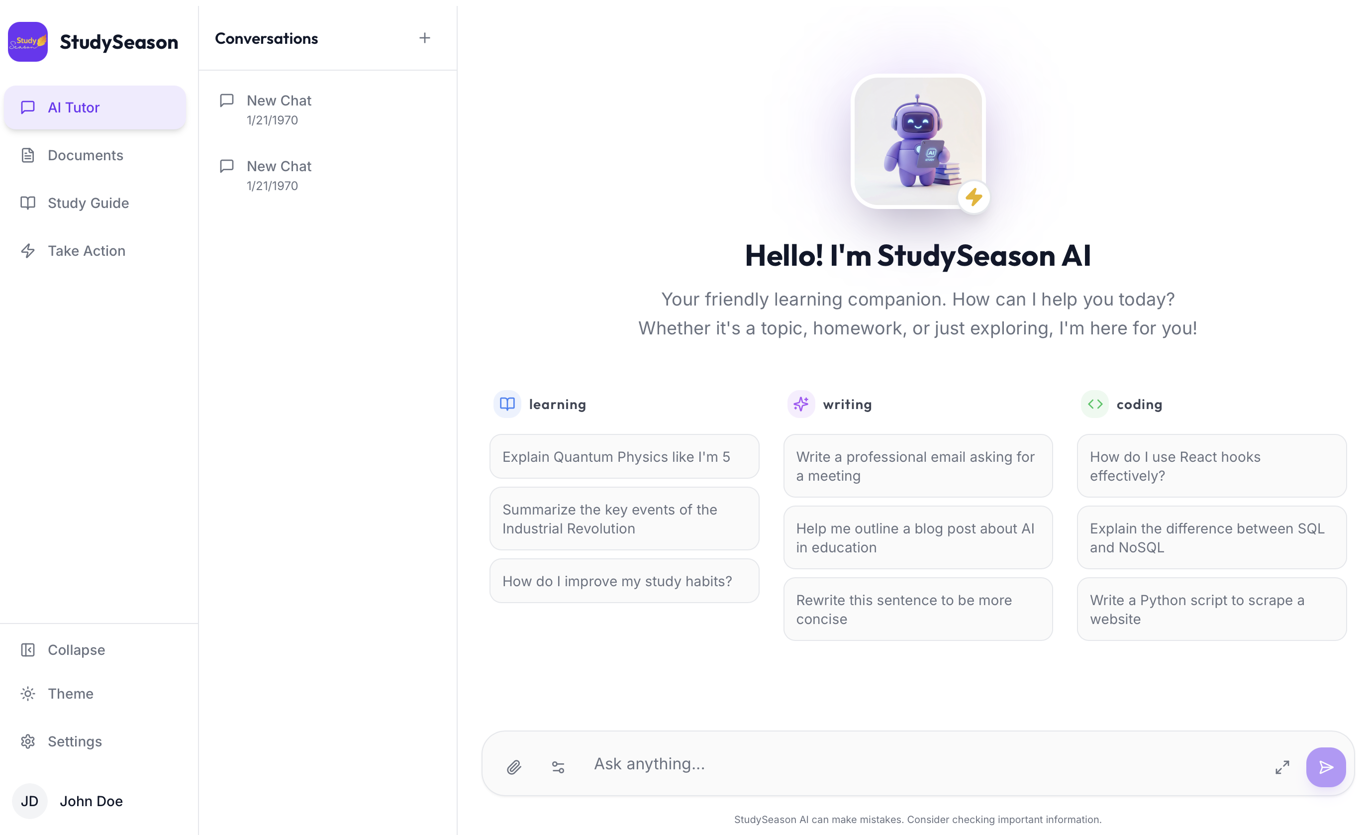 StudySeason AI Interface